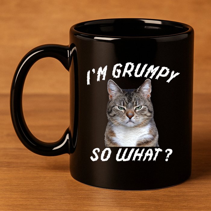 Angry Cat Meme I'm Grumpy So What 11oz C Handle Ceramic Mug