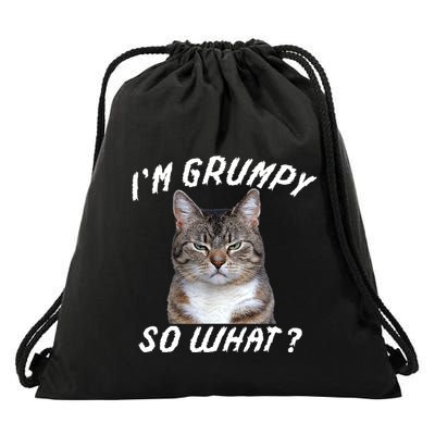 Angry Cat Meme I'm Grumpy So What Drawstring Bag