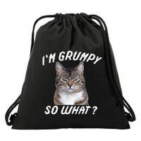 Angry Cat Meme I'm Grumpy So What Drawstring Bag