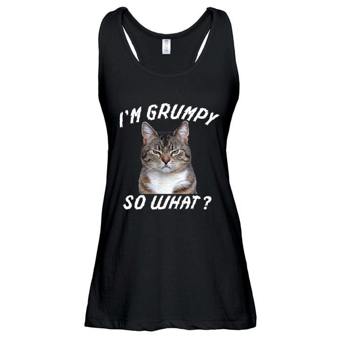 Angry Cat Meme I'm Grumpy So What Ladies Essential Flowy Tank
