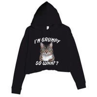 Angry Cat Meme I'm Grumpy So What Crop Fleece Hoodie