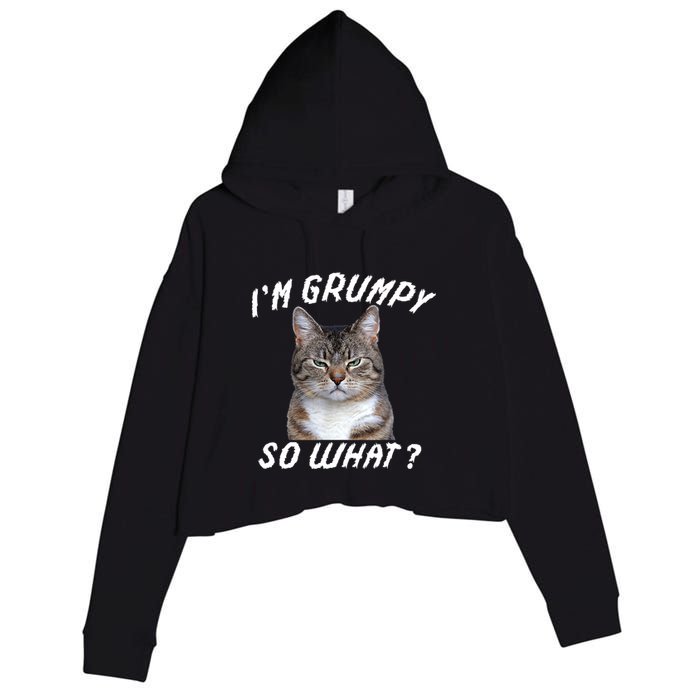 Angry Cat Meme I'm Grumpy So What Crop Fleece Hoodie