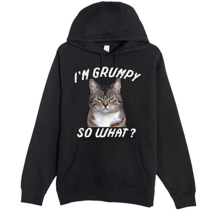 Angry Cat Meme I'm Grumpy So What Premium Pullover Hoodie