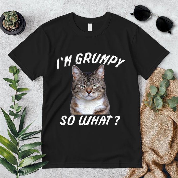 Angry Cat Meme I'm Grumpy So What Premium T-Shirt