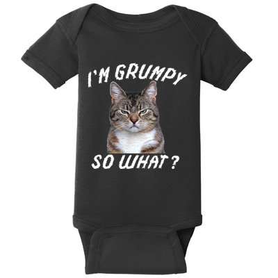 Angry Cat Meme I'm Grumpy So What Baby Bodysuit