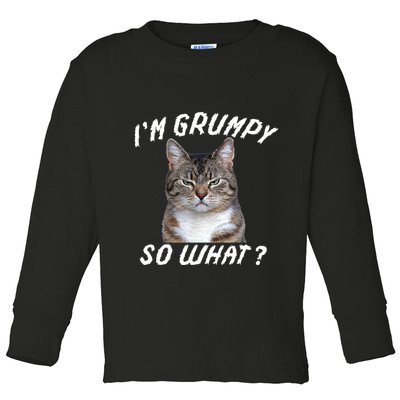 Angry Cat Meme I'm Grumpy So What Toddler Long Sleeve Shirt