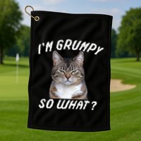 Angry Cat Meme I'm Grumpy So What Golf Towel
