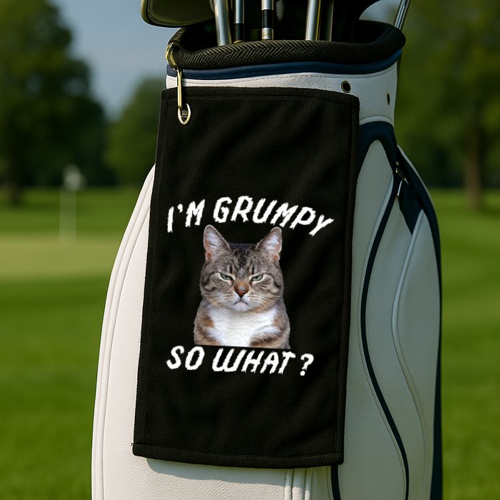 Angry Cat Meme I'm Grumpy So What Golf Towel