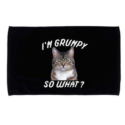 Angry Cat Meme I'm Grumpy So What Microfiber Hand Towel