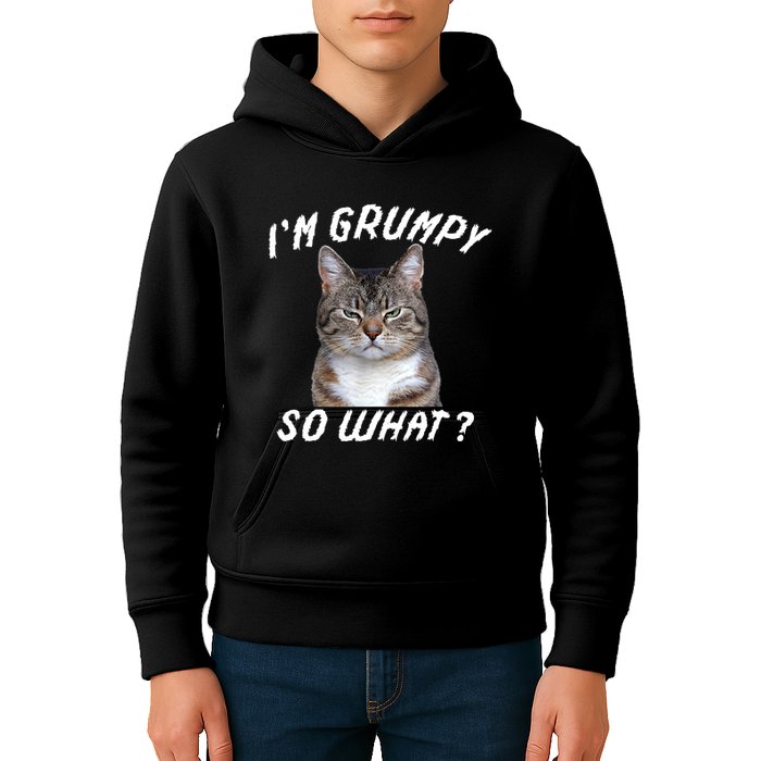 Angry Cat Meme I'm Grumpy So What Kids Hoodie