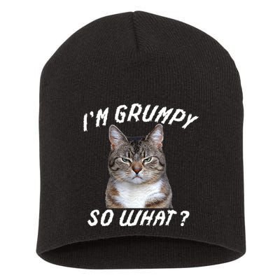 Angry Cat Meme I'm Grumpy So What Short Acrylic Beanie