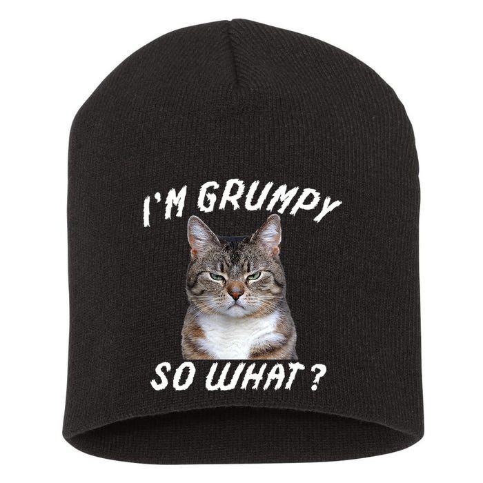 Angry Cat Meme I'm Grumpy So What Short Acrylic Beanie