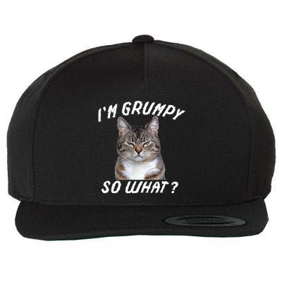 Angry Cat Meme I'm Grumpy So What Wool Snapback Cap