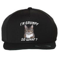 Angry Cat Meme I'm Grumpy So What Wool Snapback Cap