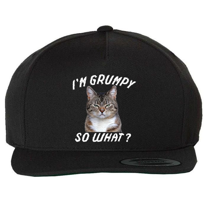 Angry Cat Meme I'm Grumpy So What Wool Snapback Cap