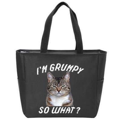 Angry Cat Meme I'm Grumpy So What Zip Tote Bag