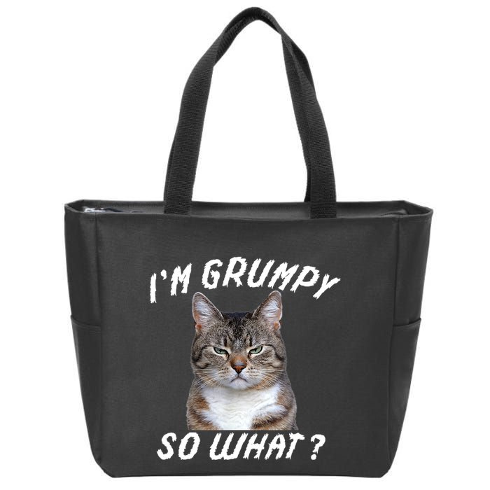 Angry Cat Meme I'm Grumpy So What Zip Tote Bag