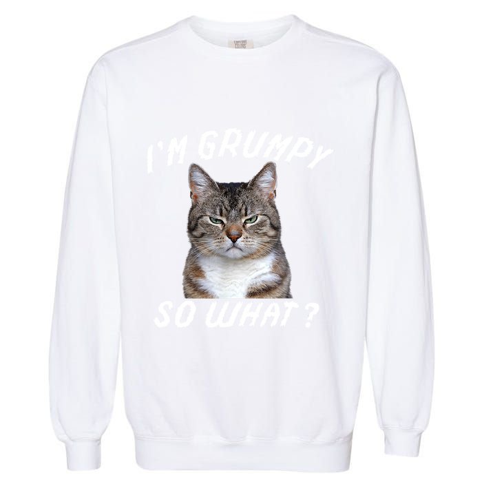 Angry Cat Meme I'm Grumpy So What Garment-Dyed Sweatshirt