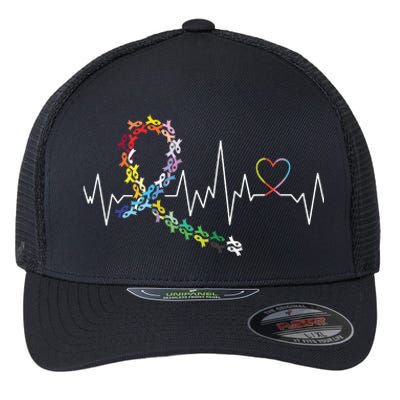 All Cancer Matters Awareness Day Heartbeat Flexfit Unipanel Trucker Cap