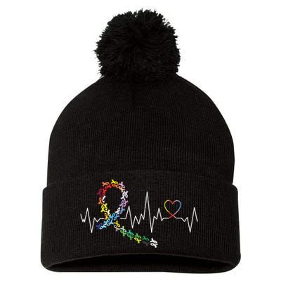 All Cancer Matters Awareness Day Heartbeat Pom Pom 12in Knit Beanie