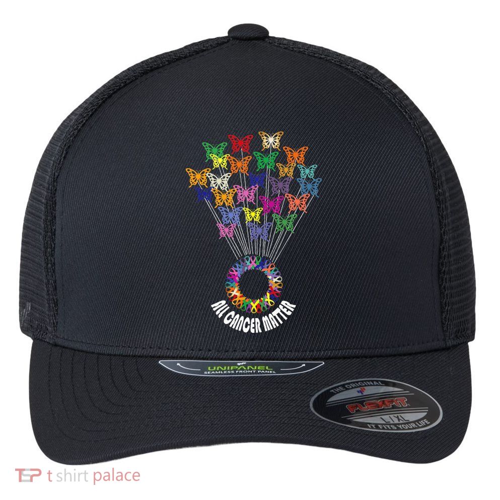 All Cancer Matters Awareness Day Ribbon Support Flexfit Unipanel Trucker Cap