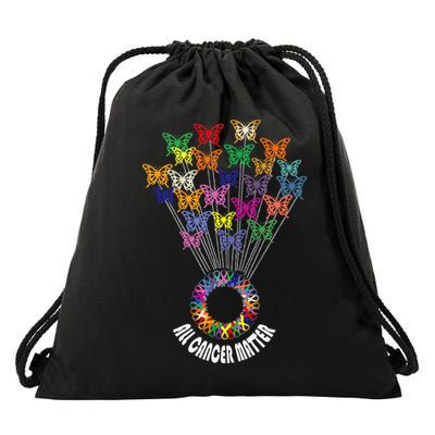 All Cancer Matters Awareness Day Ribbon Support Drawstring Bag