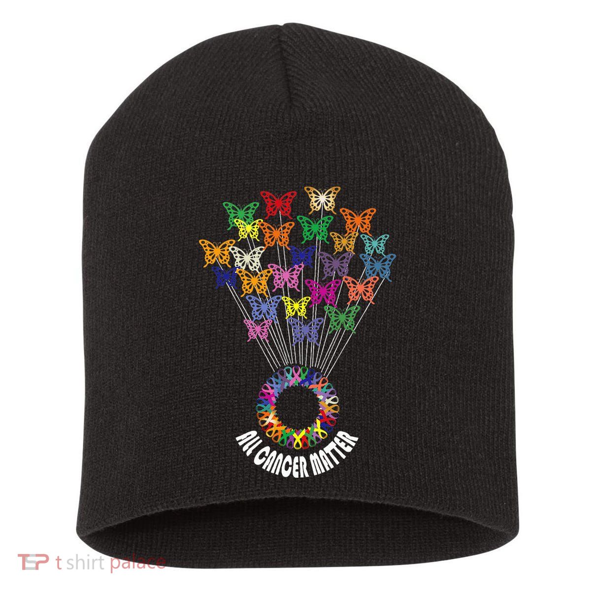 All Cancer Matters Awareness Day Ribbon Support Short Acrylic Beanie