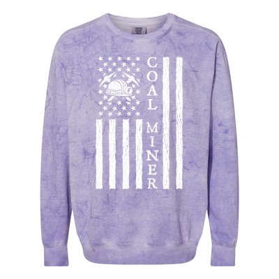 American Coal Miner Usa Flag Funny Mining Miner Gift Colorblast Crewneck Sweatshirt