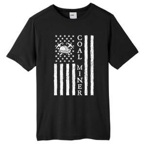 American Coal Miner Usa Flag Funny Mining Miner Gift Tall Fusion ChromaSoft Performance T-Shirt