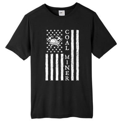 American Coal Miner Usa Flag Funny Mining Miner Gift Tall Fusion ChromaSoft Performance T-Shirt