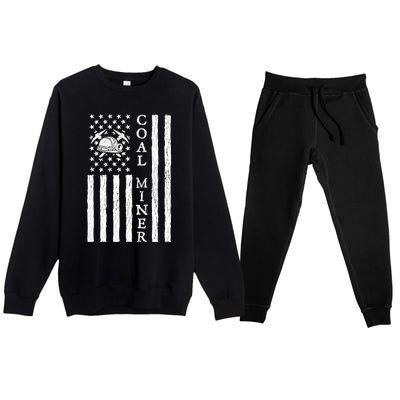 American Coal Miner Usa Flag Funny Mining Miner Gift Premium Crewneck Sweatsuit Set