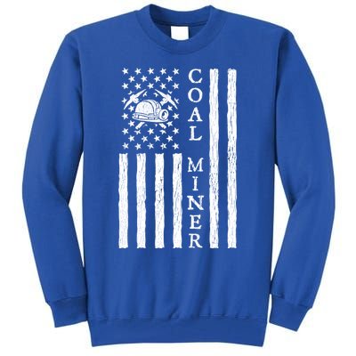 American Coal Miner Usa Flag Funny Mining Miner Gift Tall Sweatshirt