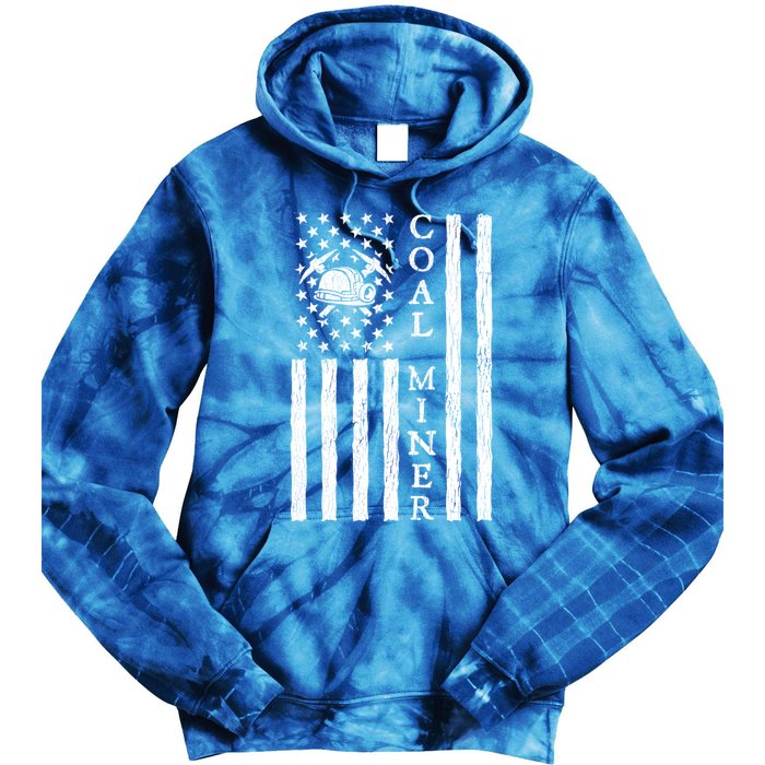 American Coal Miner Usa Flag Funny Mining Miner Gift Tie Dye Hoodie