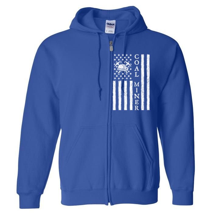 American Coal Miner Usa Flag Funny Mining Miner Gift Full Zip Hoodie