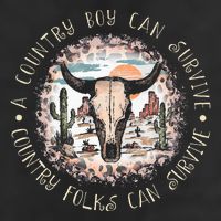 A Country Music Boy Can Survive Country Folks Can Survive 7 Panel Mesh Trucker Snapback Hat
