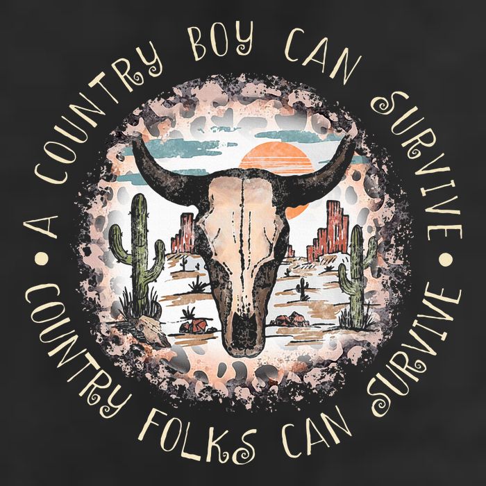 A Country Music Boy Can Survive Country Folks Can Survive 7 Panel Mesh Trucker Snapback Hat