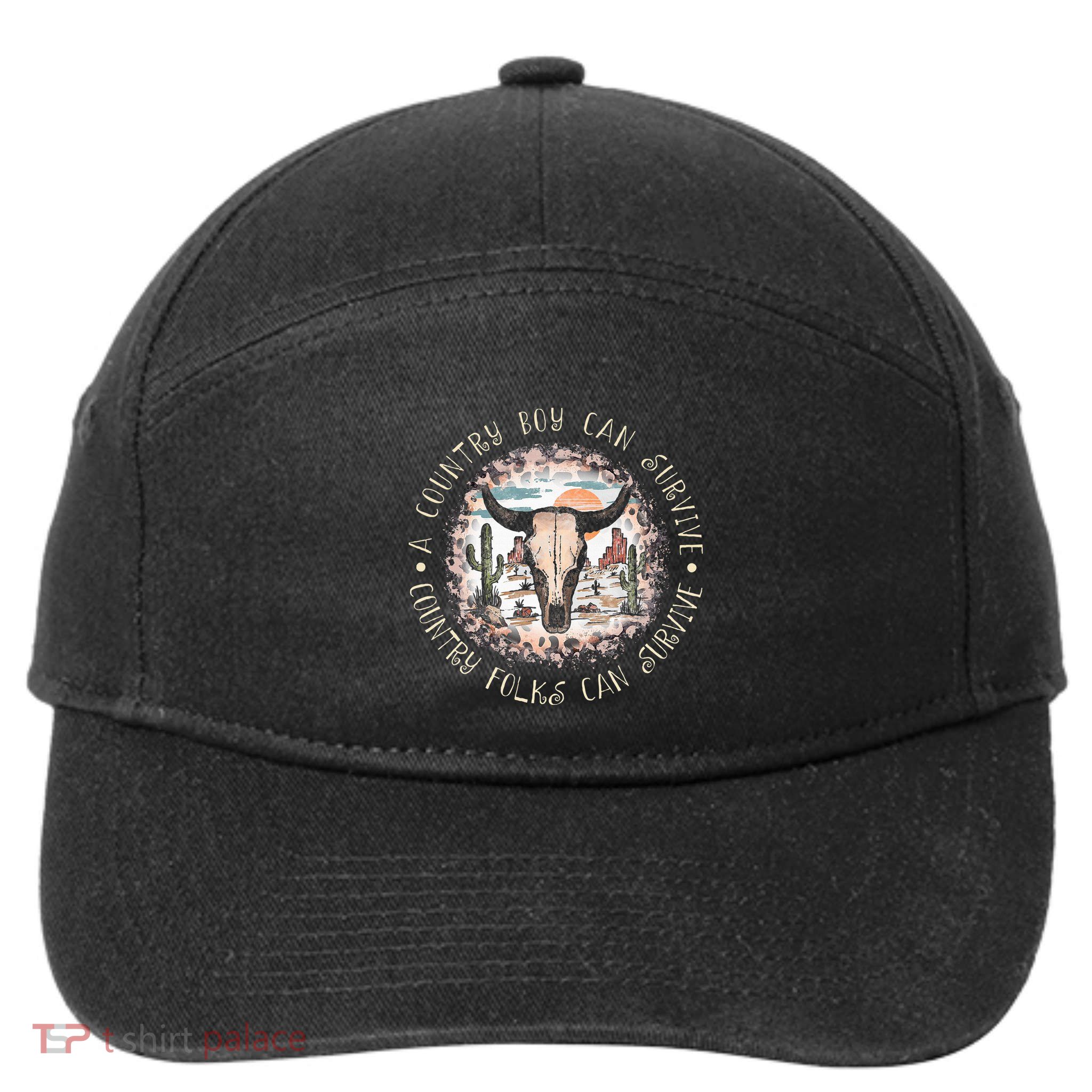 A Country Music Boy Can Survive Country Folks Can Survive 7-Panel Snapback Hat