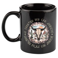 A Country Music Boy Can Survive Country Folks Can Survive 11oz C Handle Ceramic Mug