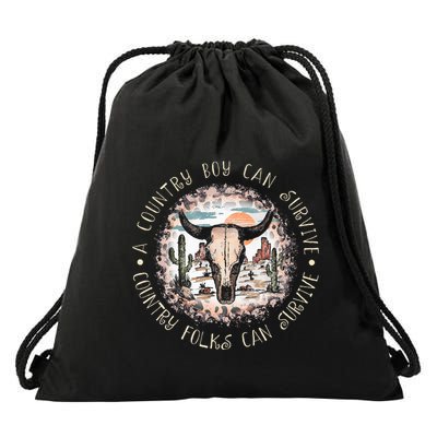 A Country Music Boy Can Survive Country Folks Can Survive Drawstring Bag