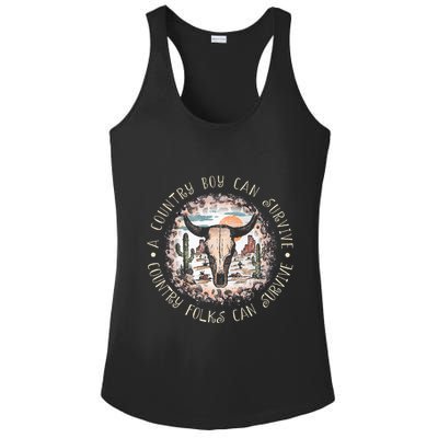 A Country Music Boy Can Survive Country Folks Can Survive Ladies PosiCharge Competitor Racerback Tank