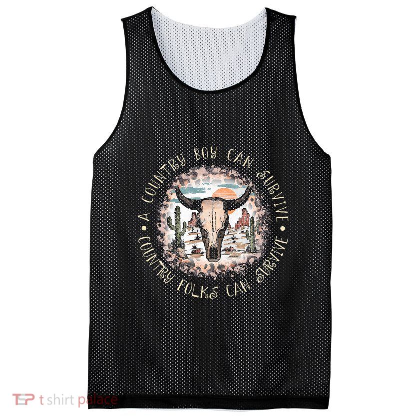 A Country Music Boy Can Survive Country Folks Can Survive Mesh Reversible Basketball Jersey Tank