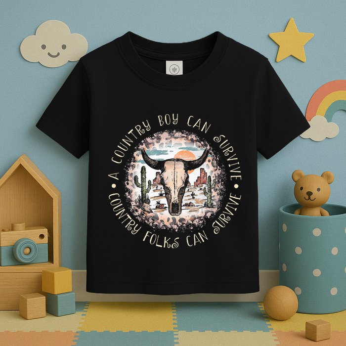 A Country Music Boy Can Survive Country Folks Can Survive Toddler T-Shirt
