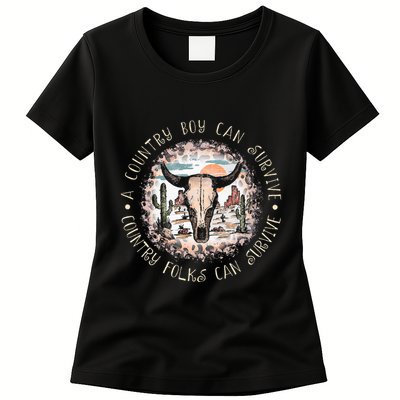 A Country Music Boy Can Survive Country Folks Can Survive Womens T-Shirt