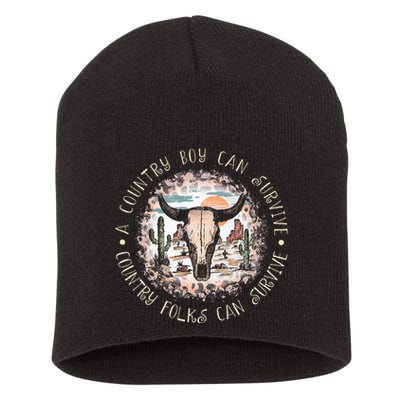 A Country Music Boy Can Survive Country Folks Can Survive Short Acrylic Beanie