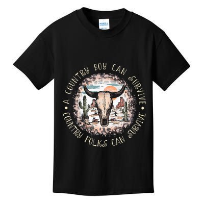 A Country Music Boy Can Survive Country Folks Can Survive Kids T-Shirt