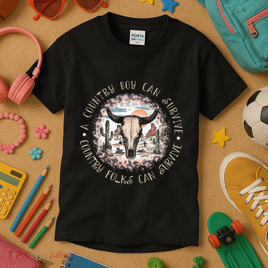 A Country Music Boy Can Survive Country Folks Can Survive Kids T-Shirt