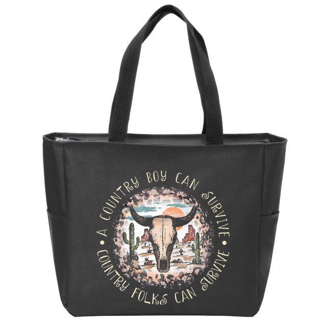 A Country Music Boy Can Survive Country Folks Can Survive Zip Tote Bag