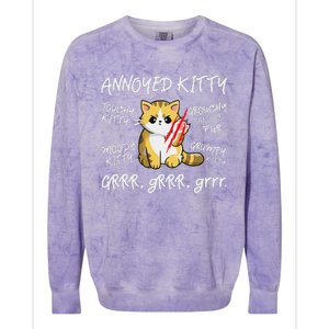 Angry Cat Moody Annoyed Kitty Size Cute CatS Colorblast Crewneck Sweatshirt