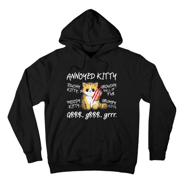 Angry Cat Moody Annoyed Kitty Size Cute CatS Hoodie