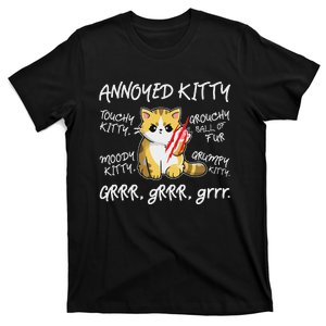 Angry Cat Moody Annoyed Kitty Size Cute CatS T-Shirt